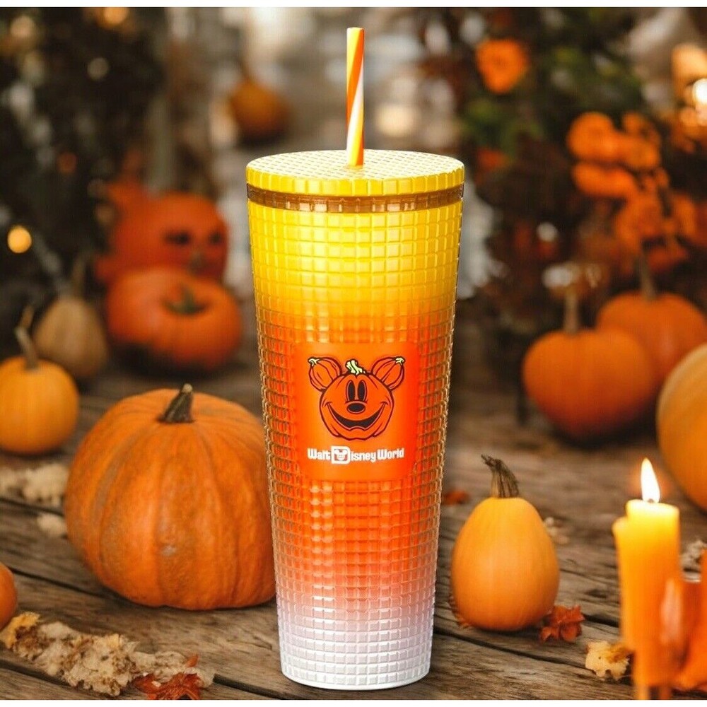 Disney Starbucks 2024 Tumbler Mickey Mouse Halloween Candy Corn Textured Fun NWT